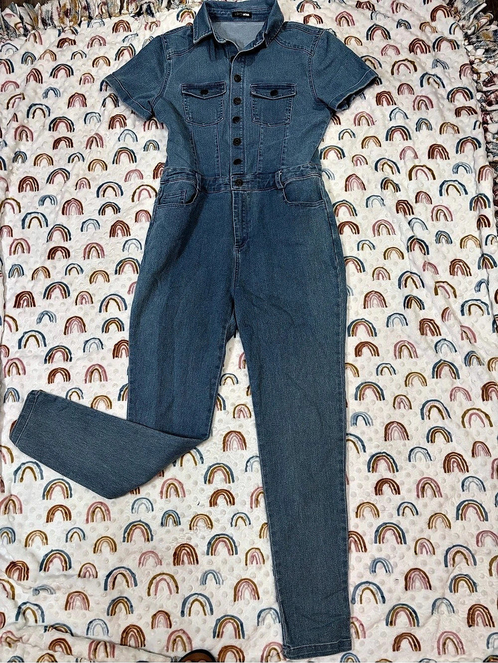 Fashion Nova Women's Blue Denim Jumpsuit